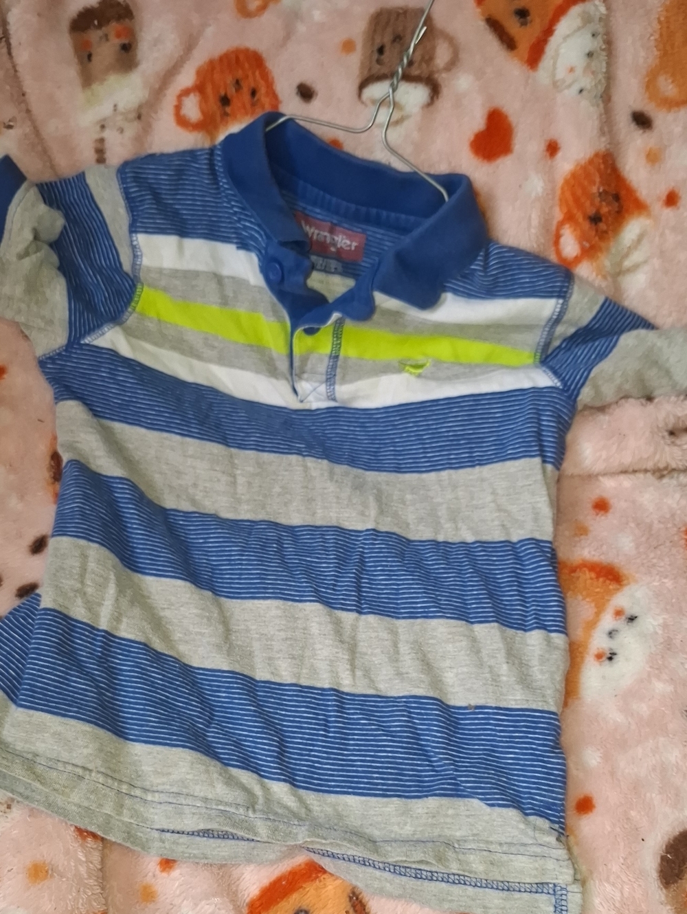 Wrangler Boys' Blue, Gray & Neon Polo Shirt